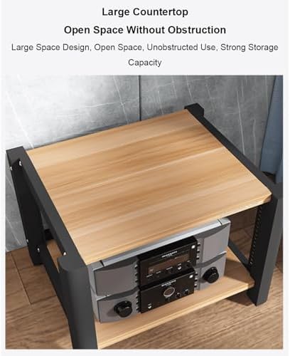 HiFi Stereo Audio Tower Rack - 3 Tier Wooden Media Stand with Adjustable Shelves