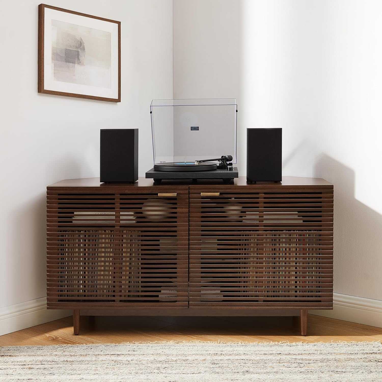 Crosley Furniture Cameron Corner Record Player Cabinet Turntable Stand