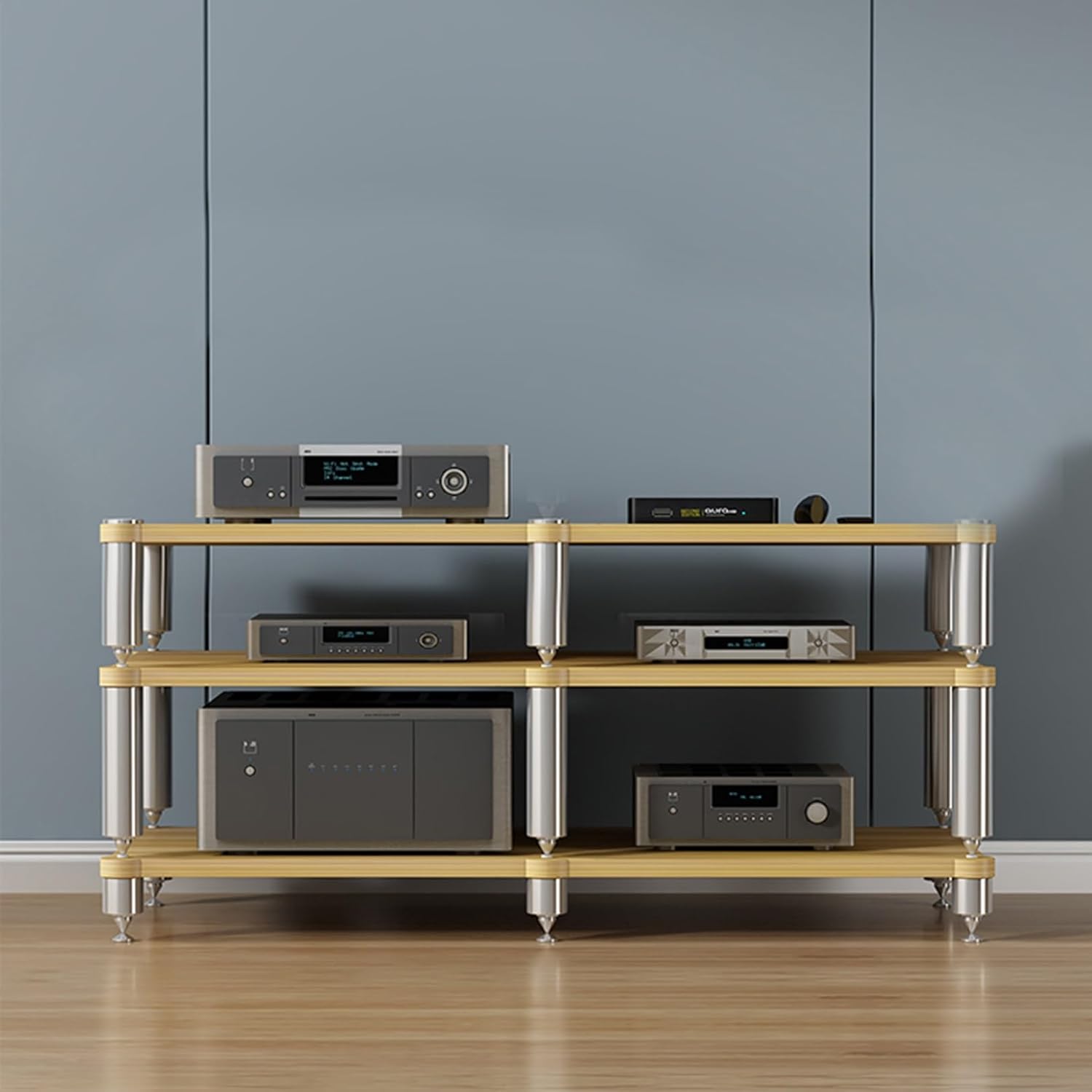 AV Media Stand Corner Shelf TV Stand Media Console Stereo Racks and Stands with Storage Shelves