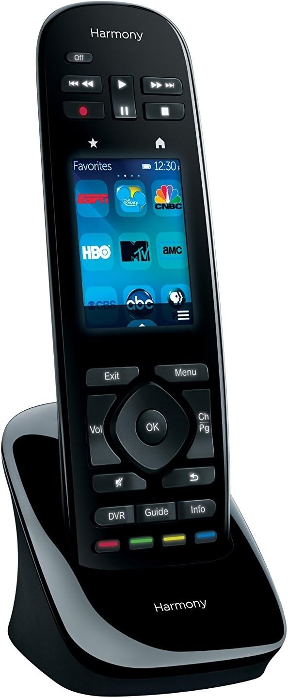 Logitech Harmony Remote with Customizable Touch Screen and Closed Cabinet RF Control - Black (Renewed)