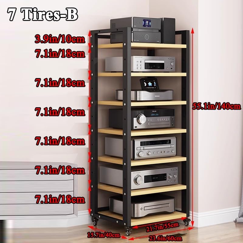 7-Tier AV Media Stand with Wheels