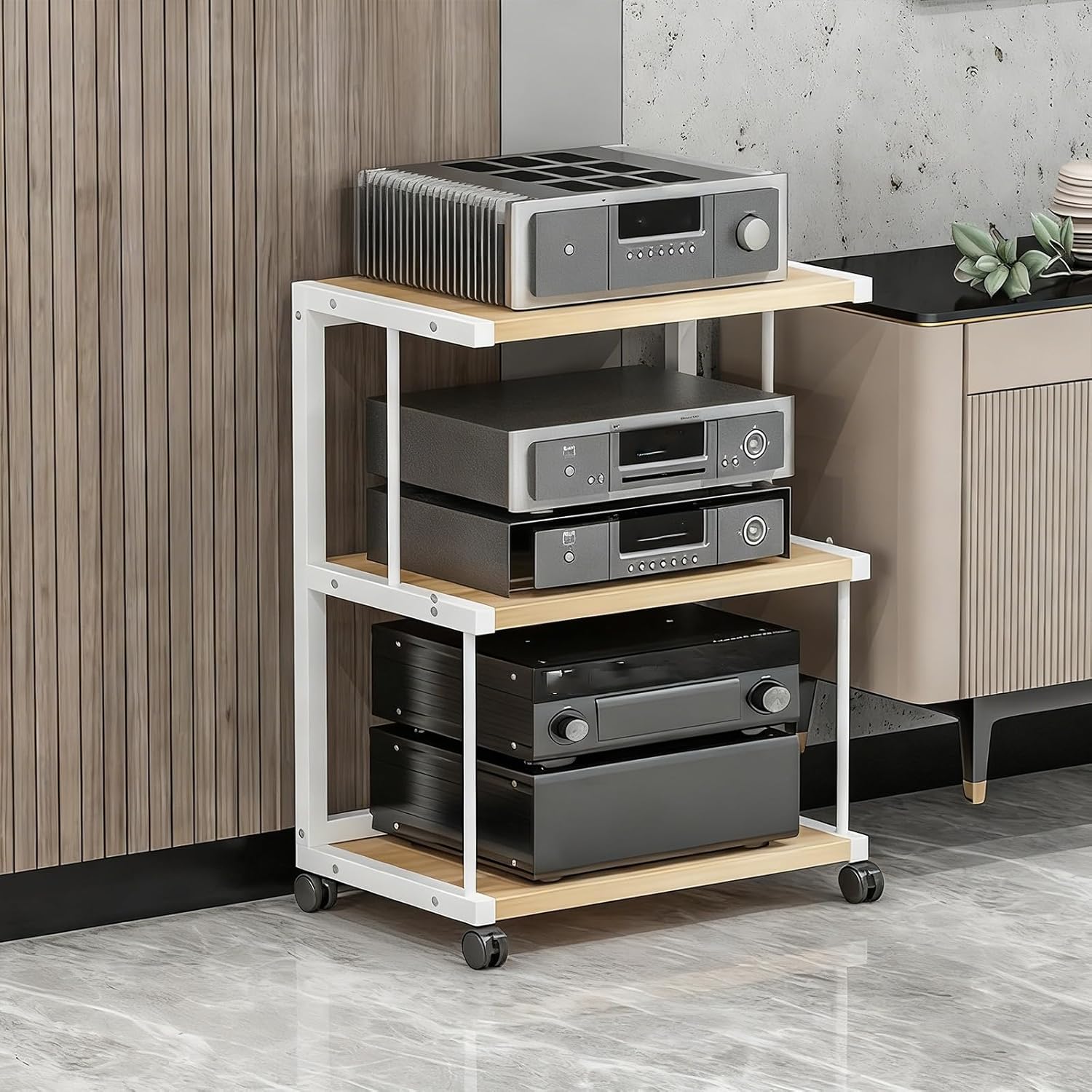 JDPYURV Heavy Duty Media Stand with Drawer & Wheels