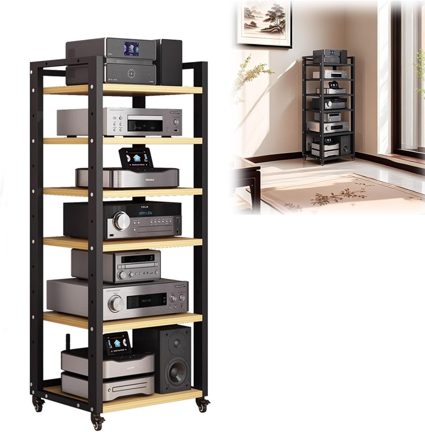 ajcZoilanuim 5 6 7 Tier AV Media Cabinet Stand