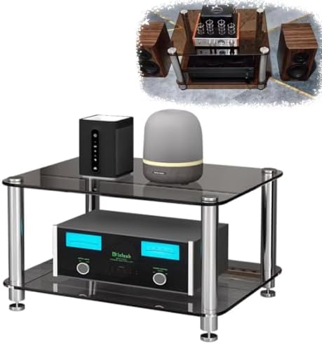 USZWBY Media Stereo Cabinet Standtempered Glass Av Media Stand