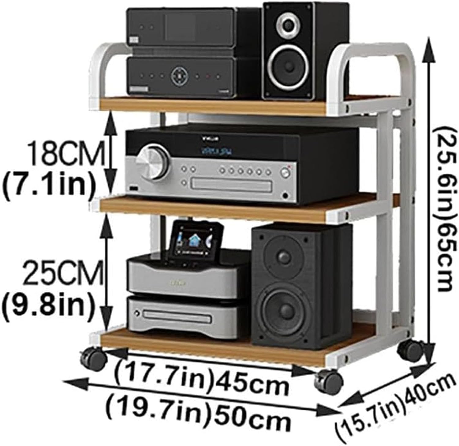 Movable 3/4/5 Tier AV Media Stand Corner Shelf Adjustable Storage Rack Floor-Standing Multi-Function Shelf Cabinet Component Cabinet Stereo Audio Rack Stand Tower Perfect for Home/Office/DJ/Theater (