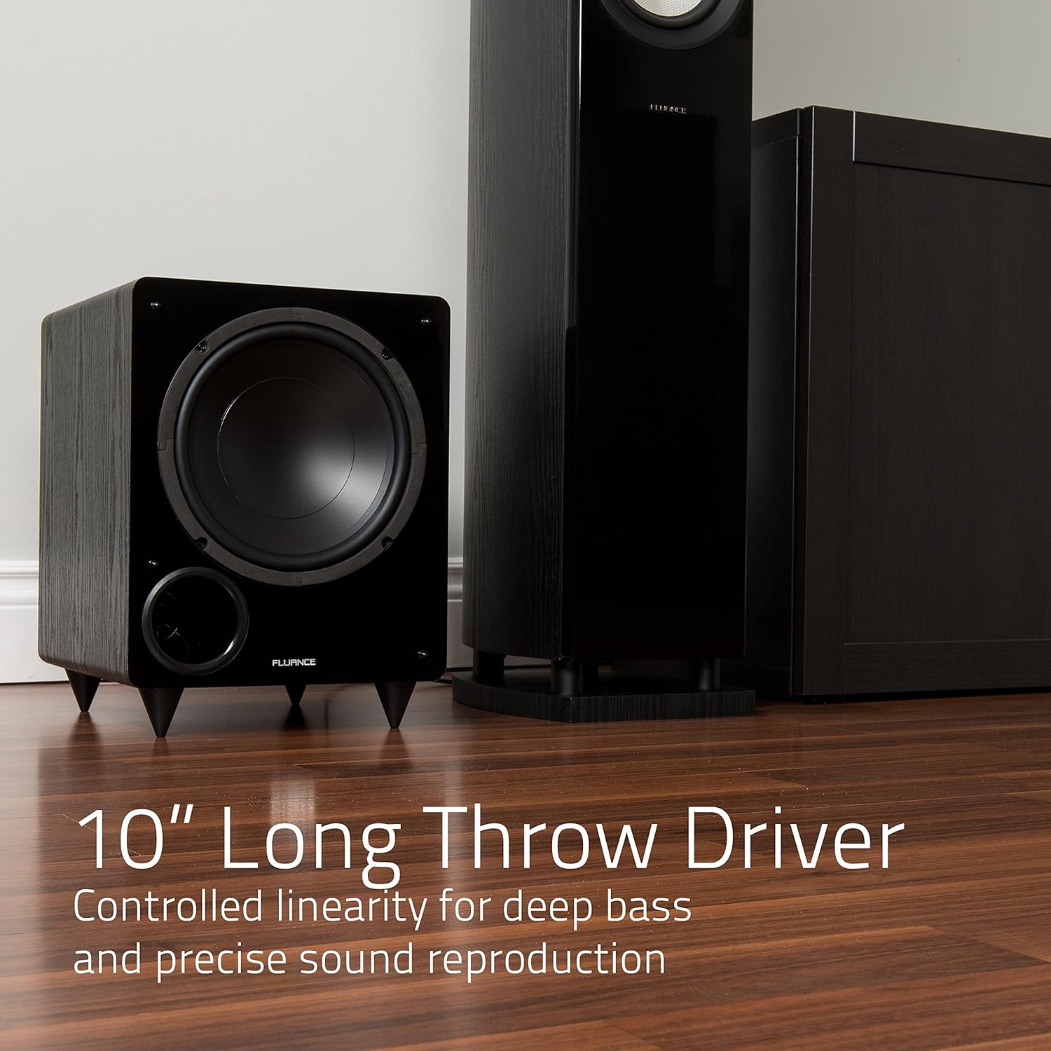 Fluance DB10 10-inch Low Frequency Ported Front Firing Powered Subwoofer for Home Theater & Music