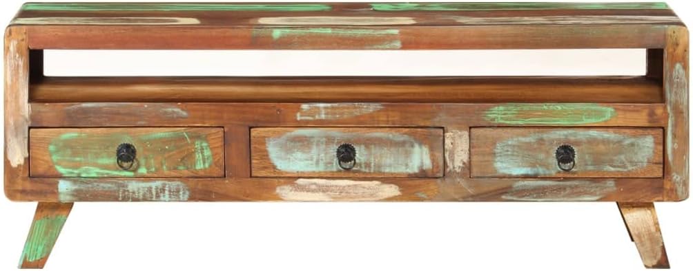 AMBERARD TV Cabinet Multicolor Glass TV Stand Entertainment Center Cabinet Media Unit with Storage for Entertainment Center