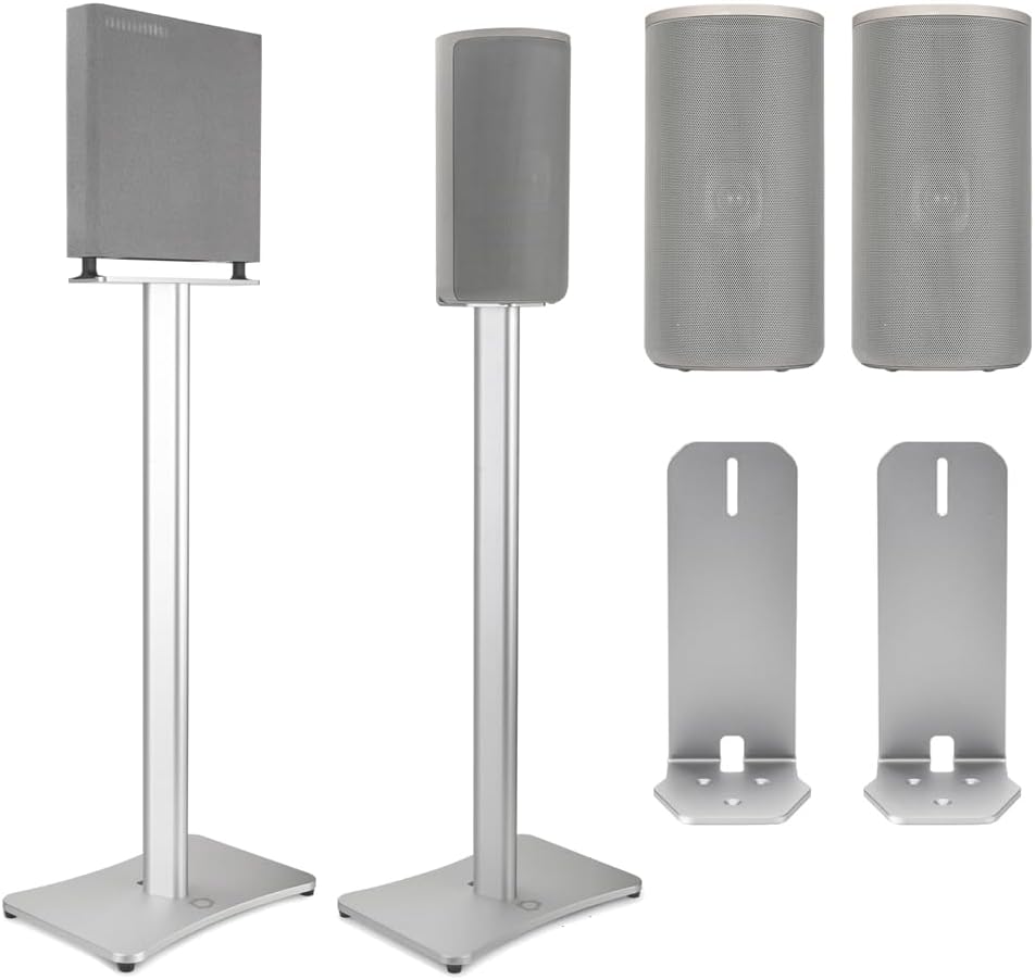Speaker Stands Pair - Floor Stand Mount Compatible with Sony Bravia Theatre Quad HT-A9M2 Speaker/HT-A9 Speaker/SA-RS5 Wireless Rear Speakers