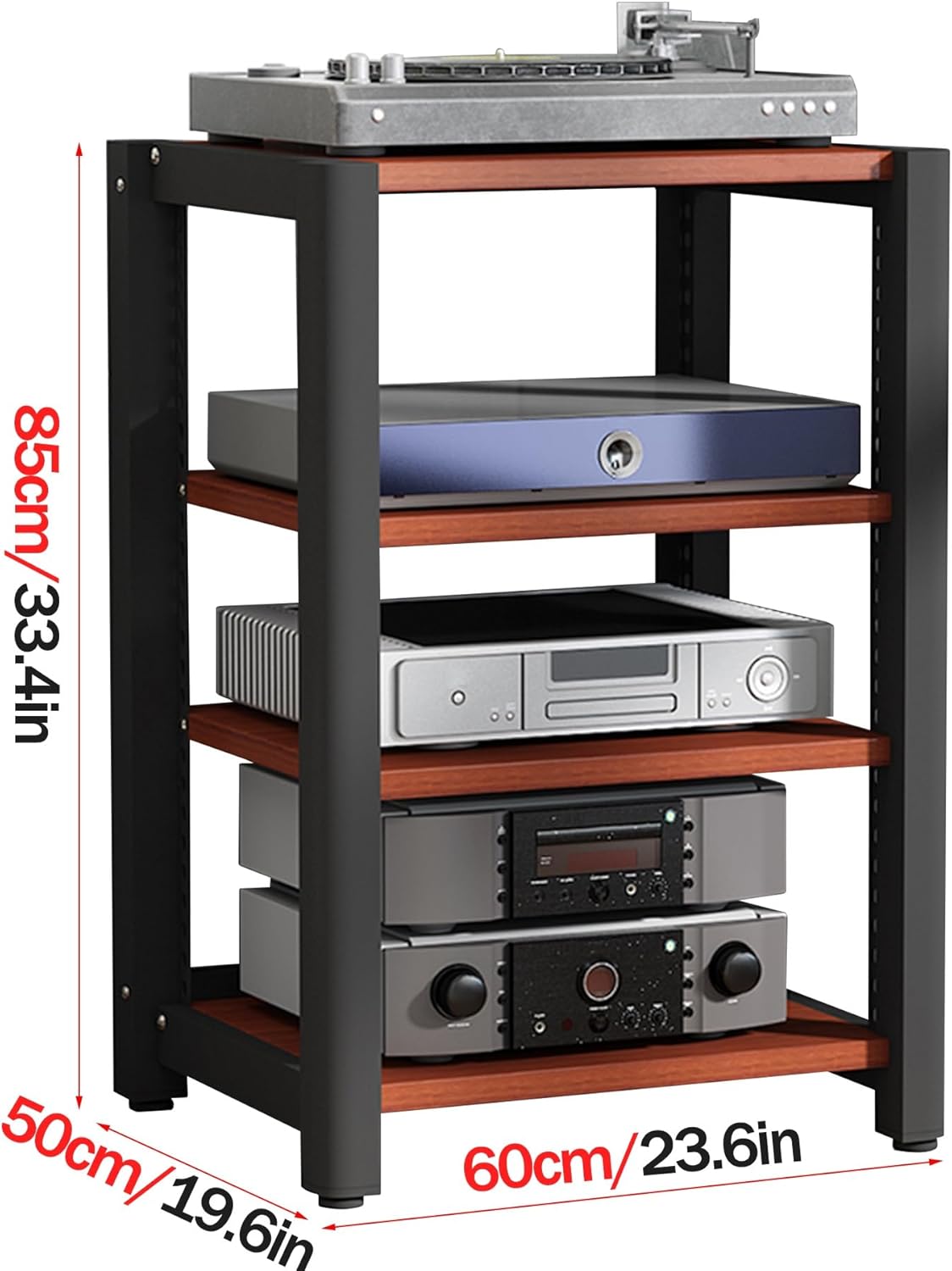 AV Media Stand 4-Tier Wooden Cabinet - Stereo Rack for Xbox