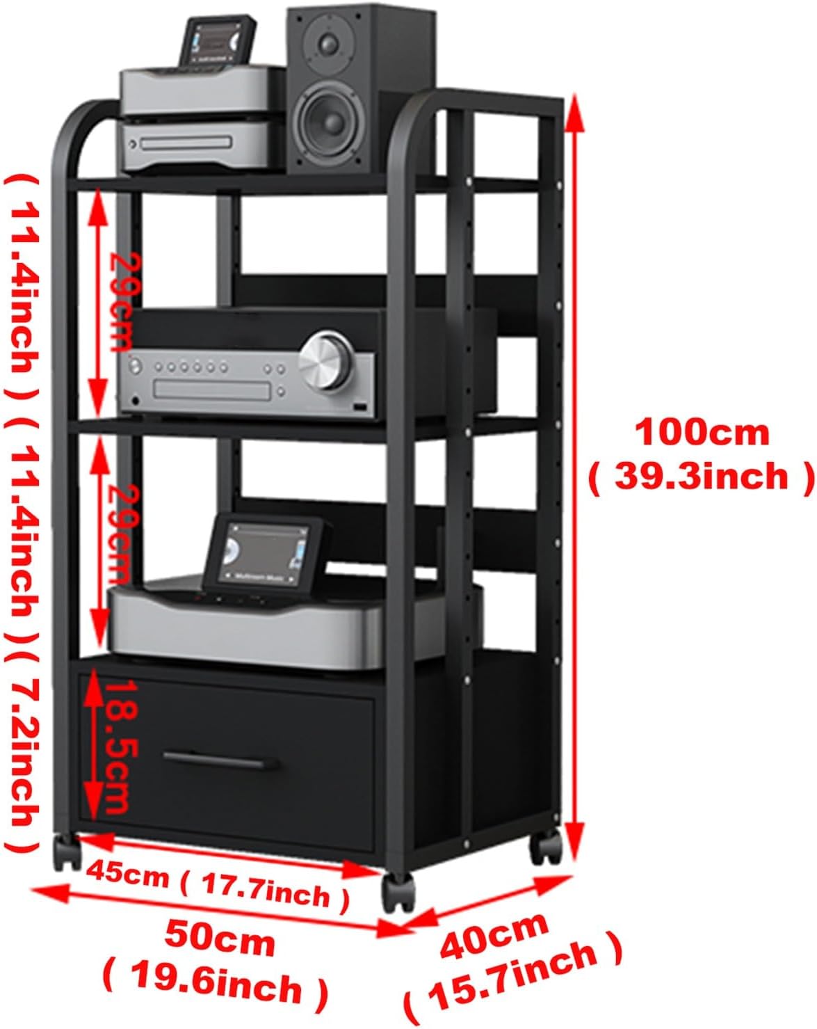 LXLZYXSF 3 Layers Audio Video Rack Media Compontents Stand 39inch Tall