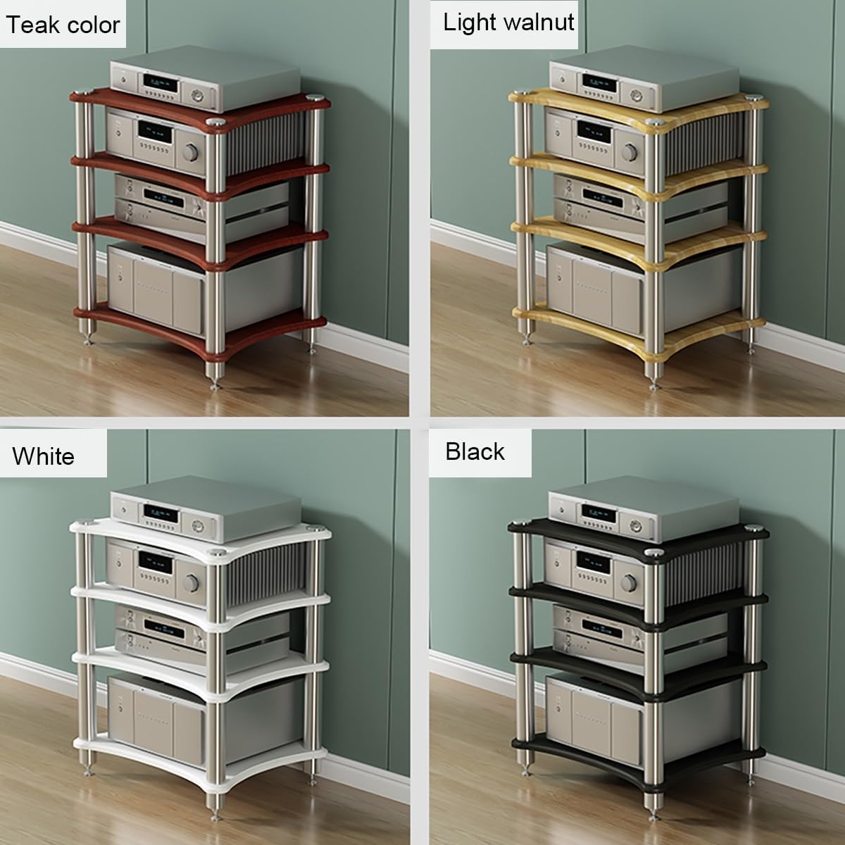 UYCVT 3 Tier Wooden Av Media Stand Component Cabinet Modern Stereo Cabinet Audio Rack Tower for Cd Player Corner Shelf for Home Theater System Black 60 Inch Audio Rack Tower Fu-White-60 * 48 * 10cm