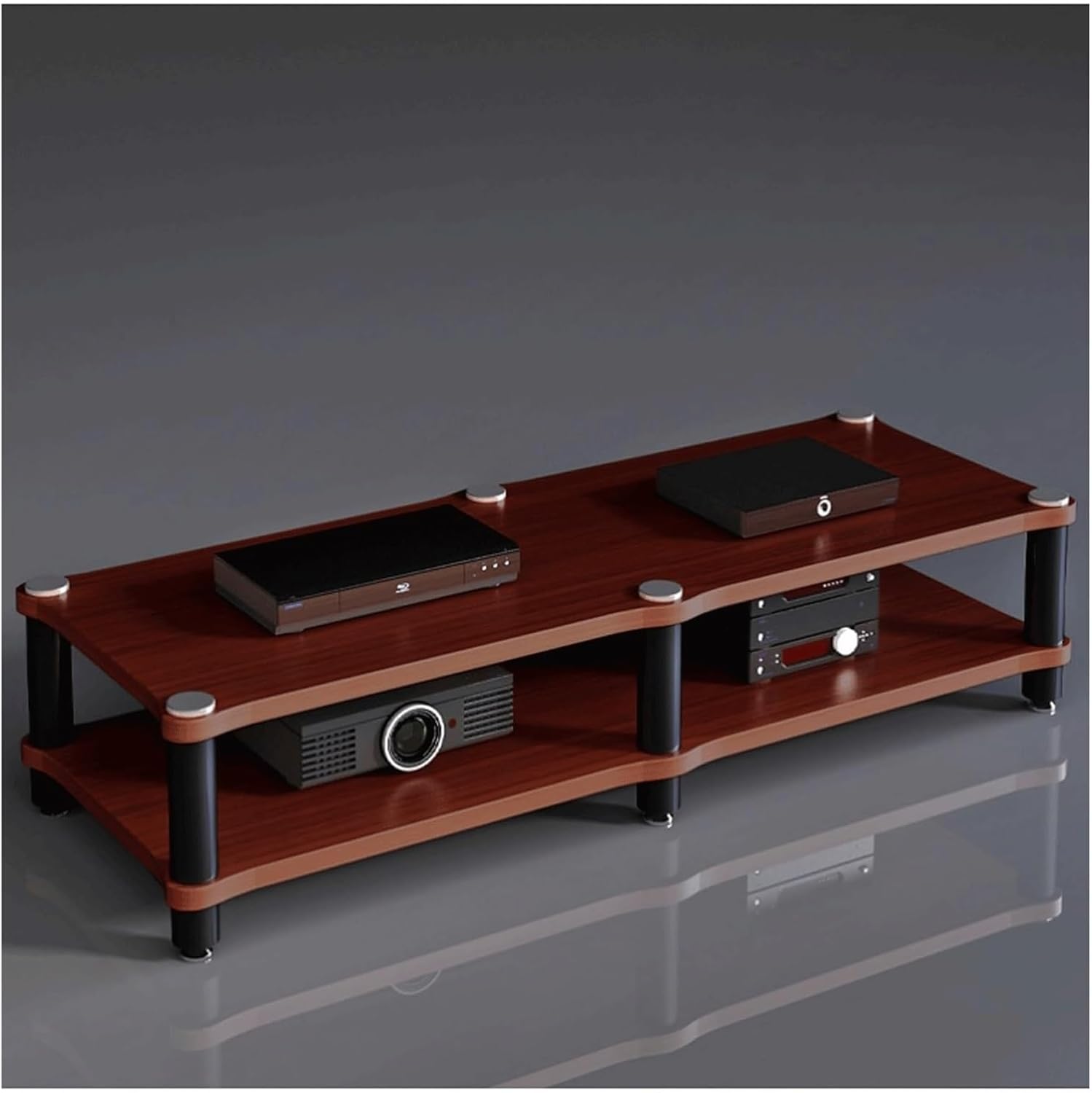 PZEOB Audio Rack Stand AV Media Stand Shock-Absorbing Media Storage Cabinet Home Theater Audio-Visual Rack Tower for Office Studio(Rojo