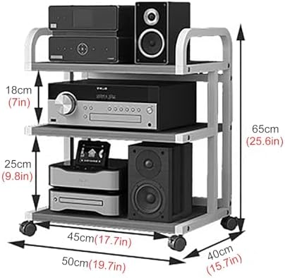 Audio Component Rack Tower Media Stereo Stand Equipment Shelf with Wheels