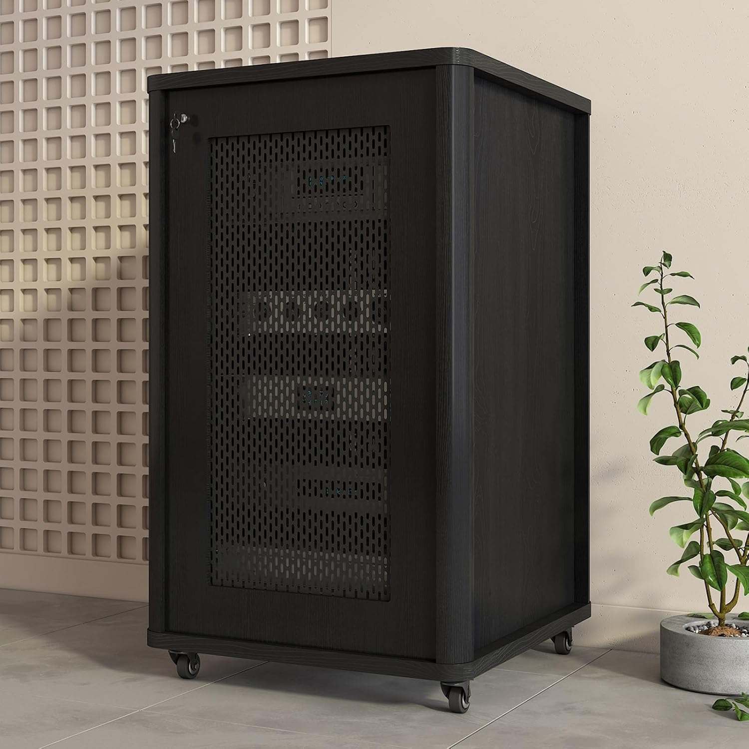 Diodceraic 2/3/4 Tiers Solid Wood Media Stand AV Media Stand Corner Shelf with Wheel Floor-Standing Audio Rack