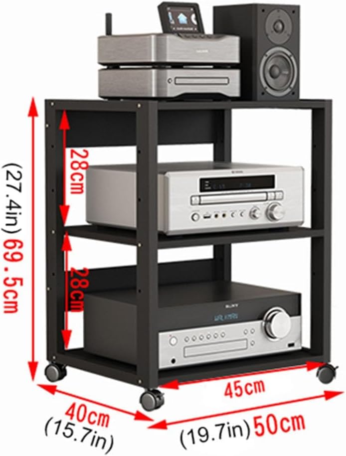 AErosx Multi-Function Open AV Media Stand Movable Wooden Corner Shelf Audio/Video Component Cabinet Stereo Stand Audio Tower and Media Center