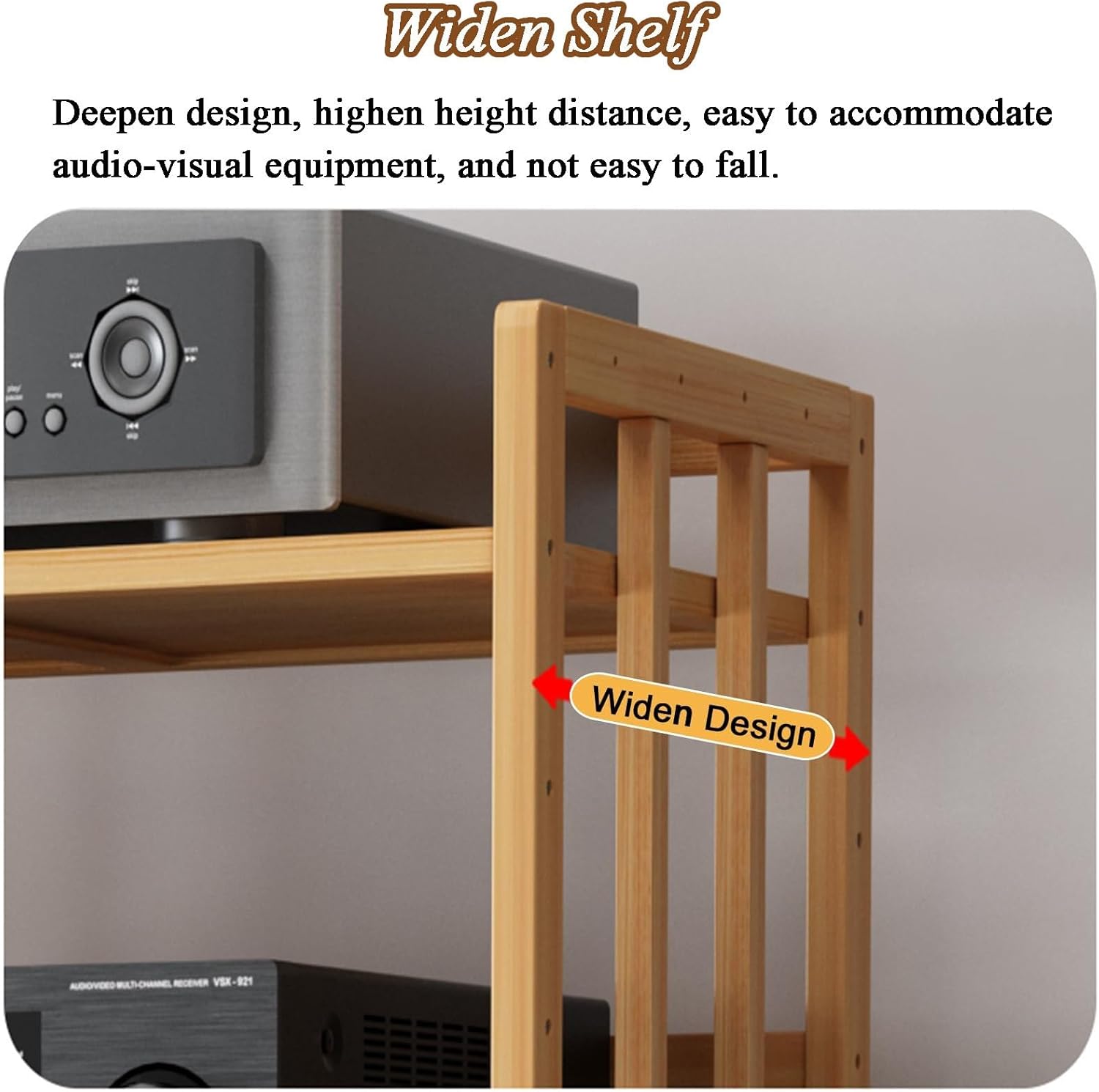 GenSDH Stereo Cabinet 4Tier Av Media Tower with Wheels Home Theater Audio Rack Cd Storage Stand Floor Stand for Home Stereo System Modern Entertainment Furniture