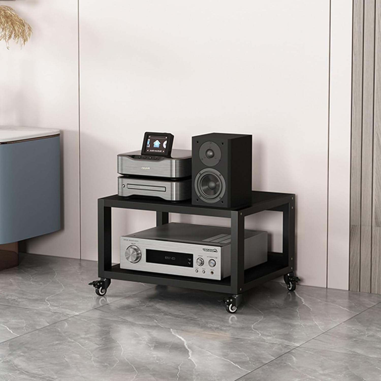 2/3-Tier AV Media Stand Movable Wooden Corner Shelf DVD CD Player Stand Audio/Video Component Cabinet Stereo Rack Audio Tower for Home/Office/DJ/Theater (Color : A