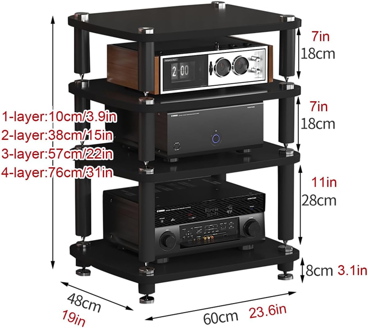 DLYZAYE Modern Hi-Fi Audio Rack - AV Media Stand for Gaming