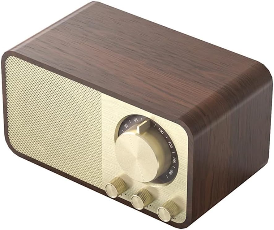 EWUROI Wooden Speaker Retro Classic Soundbox Stereo Surround Super Bass Subwoofer AUX FM Radio