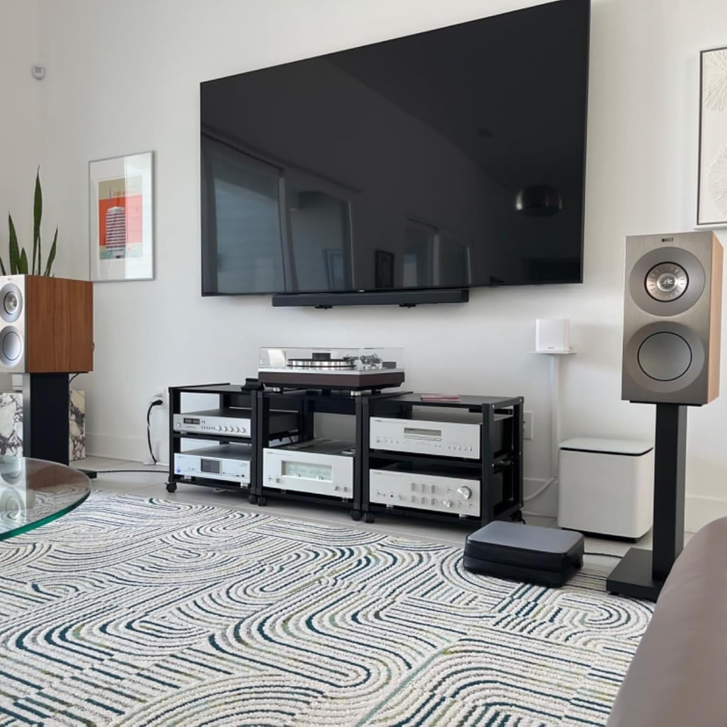 DLYZAYE 3-Tier Movable Audio Rack CD Media Player Stand AV Component Cabinet