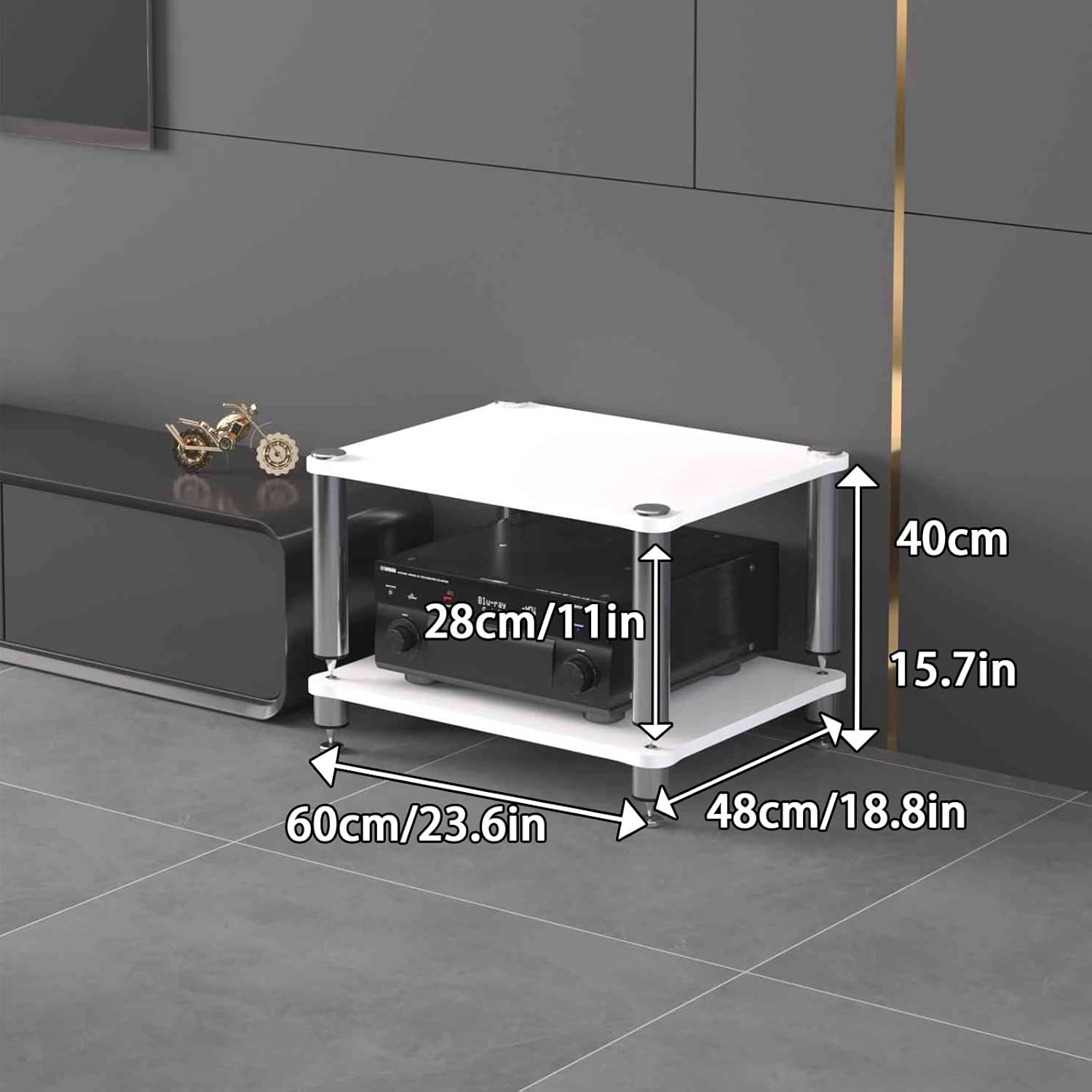 KUKIXKK Gaming Shelf 4-Tier Media Stand Corner Shelf Entertainment Stereo Components Rack