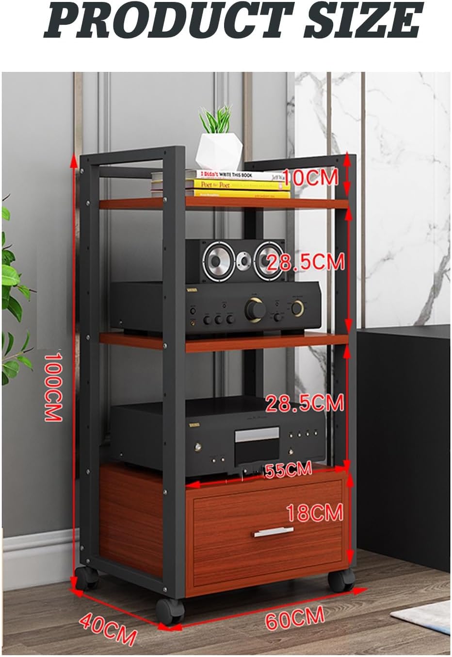 BXKCFYBSQ 3 Tier AV Media Stand Corner Rack with Drawer