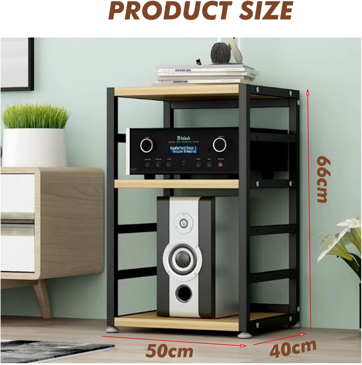 YLQFGUVWK 3 Layer Removable AV Media Stand CD Player Stand Stereo Component Storage Cabinet Height Adjustable for Entertainment Stereo Components(Black)