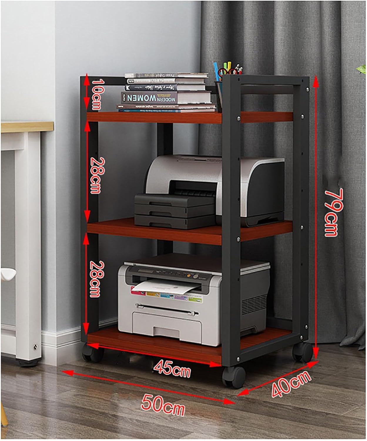 Removable Audio Stand CD Rack Corner Rack Component Cabinet Stereo Rack Audio Tower with Height Adjustable Wooden Shelf for Home/Office/Audio Video (Color : D-3-50X40X79CM)
