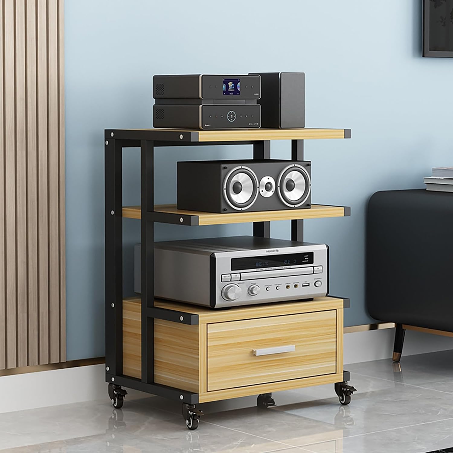 ZIHESY Media Storage Cabinet AV Media Stand 3-Tier Audio Component Rack