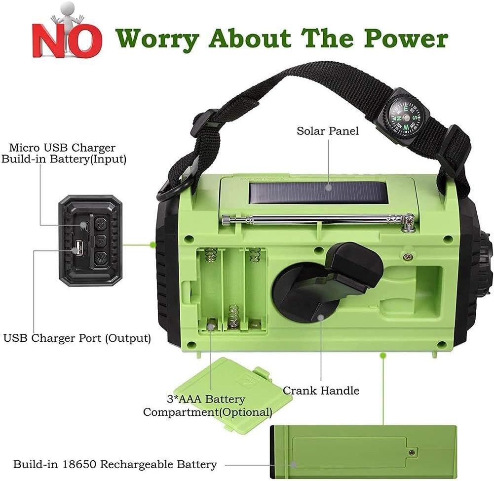 HCUCTOS Emergency Solar Hand Crank Portable Radio