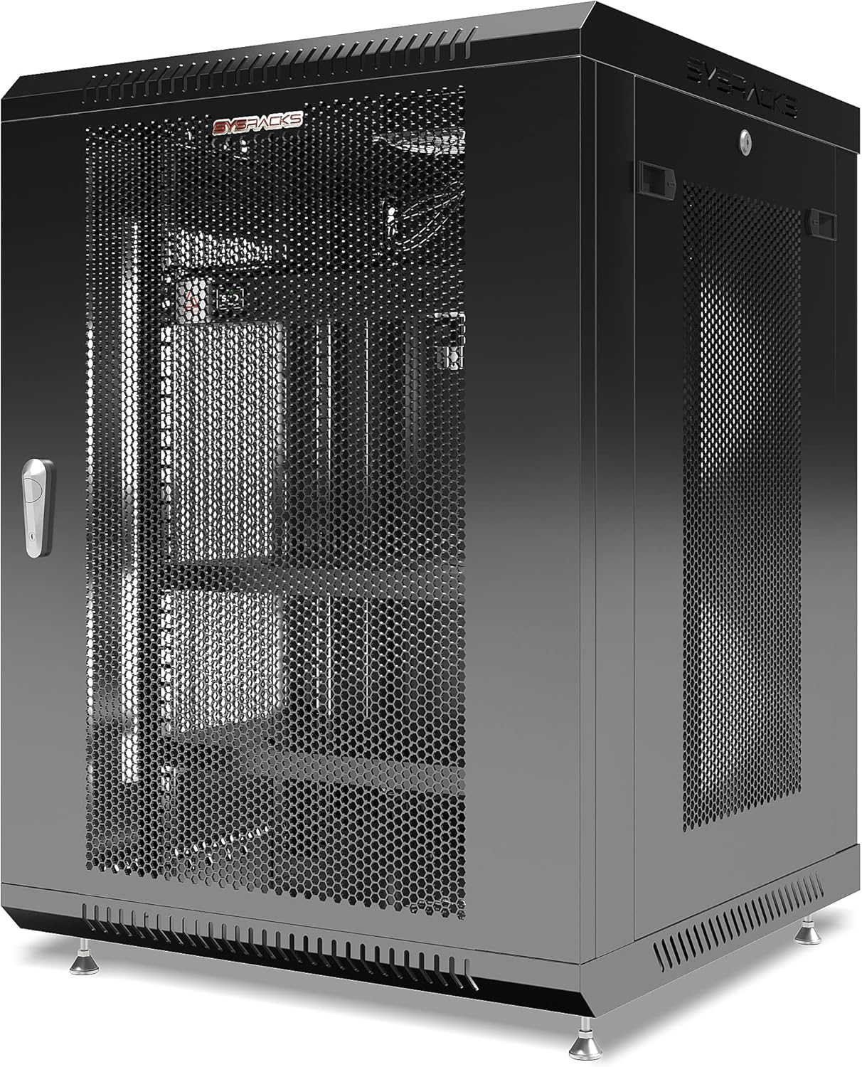 Sysracks 15U Networking Cabinet 24-inch Depth Server Rack Locking Network Enclosure with Fan