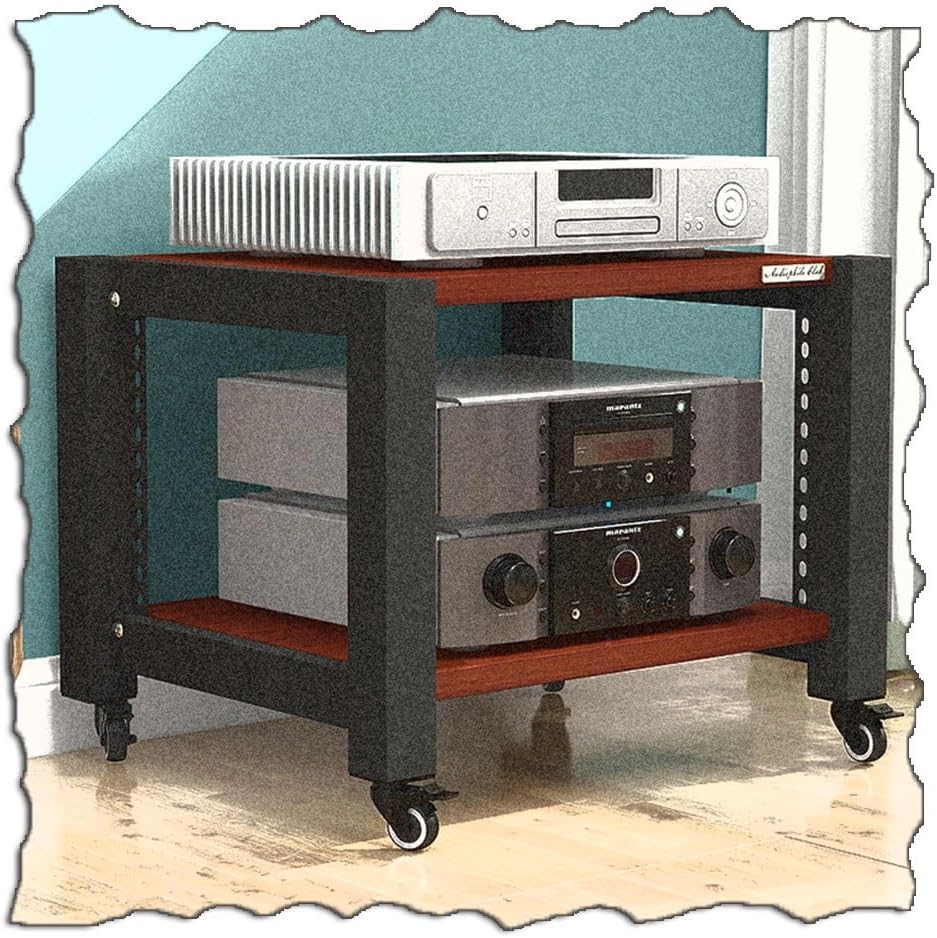 KGPGNYMYHA 3 4 5 Tier AV Media Stand Stereo Rack Heavy HiFi Amplifier Rack Corner Rack Audio Tower with Wheel Open Media Center Storage Shelf(Brown