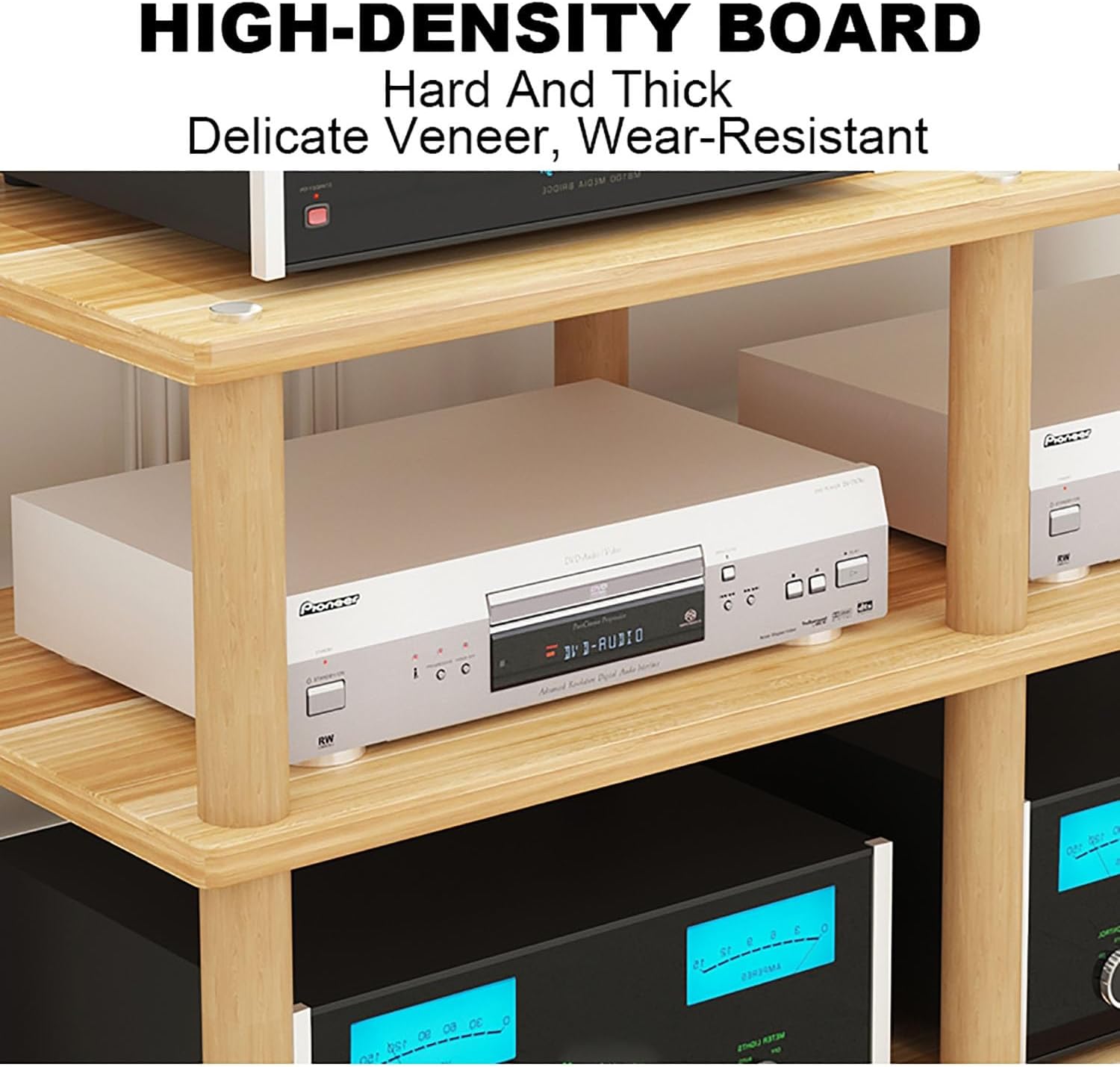 DLYZAYE Wood Media Stand with Power Strips