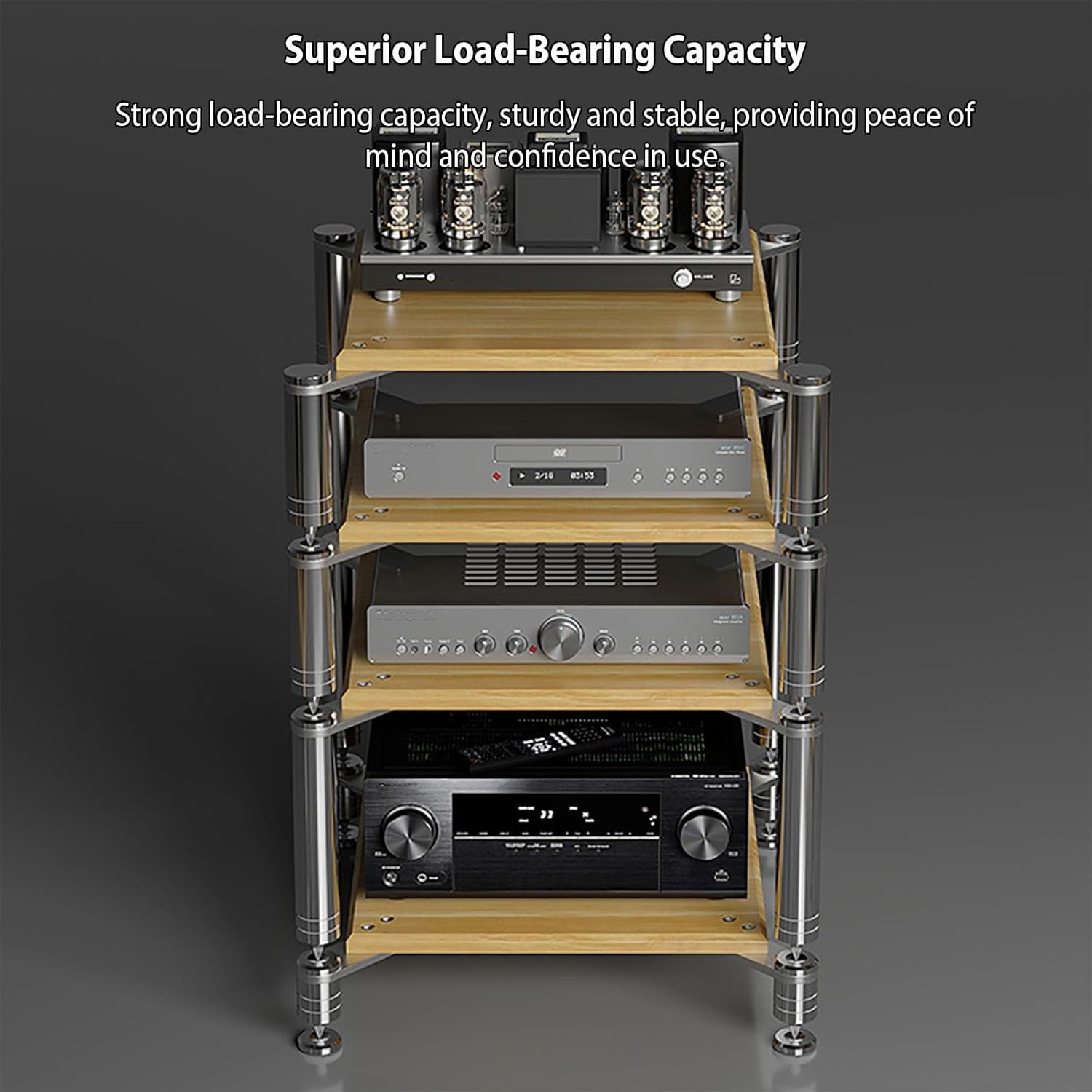 XDOPIRRS 1/2/3/4 TierOpen Wooden Audio Rack