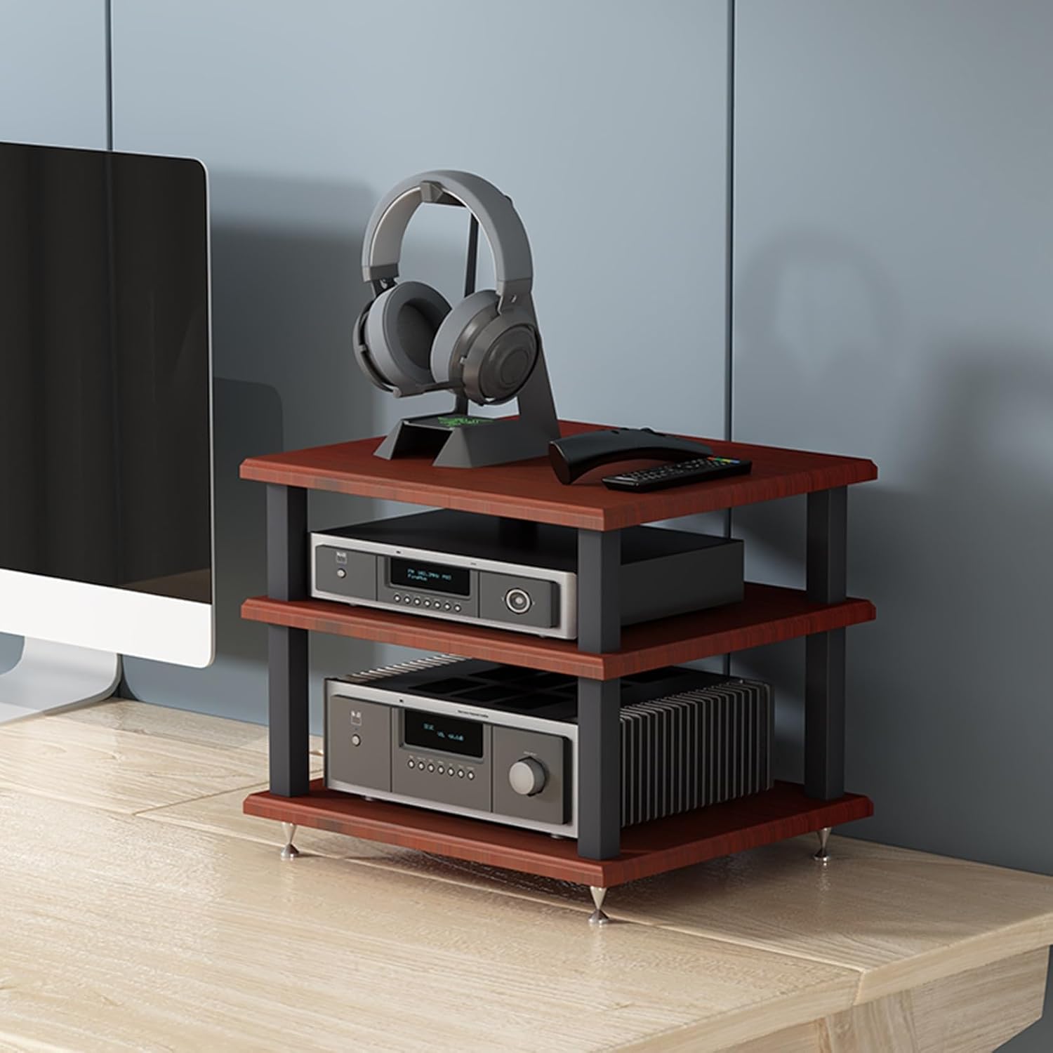 FLDYGMLU Modern Audio Rack Stand - Open Storage Media Cabinet for Stereo
