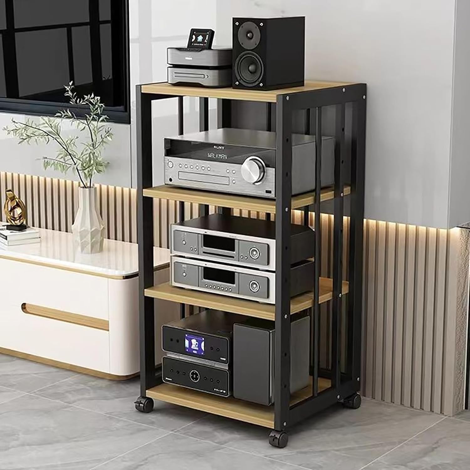 FZYUAN Audio Rack Cabinet with Adjustable Shelf