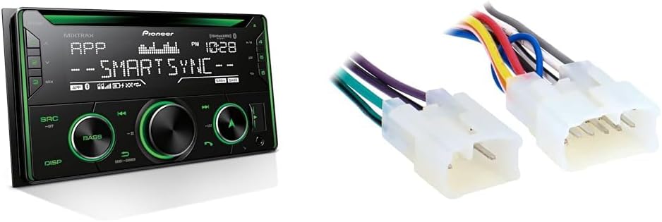 Pioneer FH-S722BS CD Receiver Bundle - Pioneer Smart Sync Bluetooth Car Stereo + Toyota Wiring Harness for 87-Up Power 4 Speaker