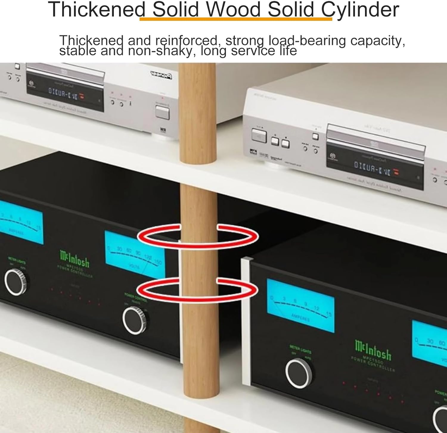 AV Media Stand Stereo System Entertainment Components Cabinet with Silent Foot pad