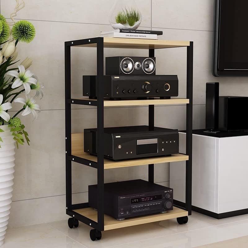 WUHUQN Media Stand Audio Video Media Stand Cabinet with 4 Shelves AV Media Stand Corner Stand Audio Rack Stand Tower Perfect for