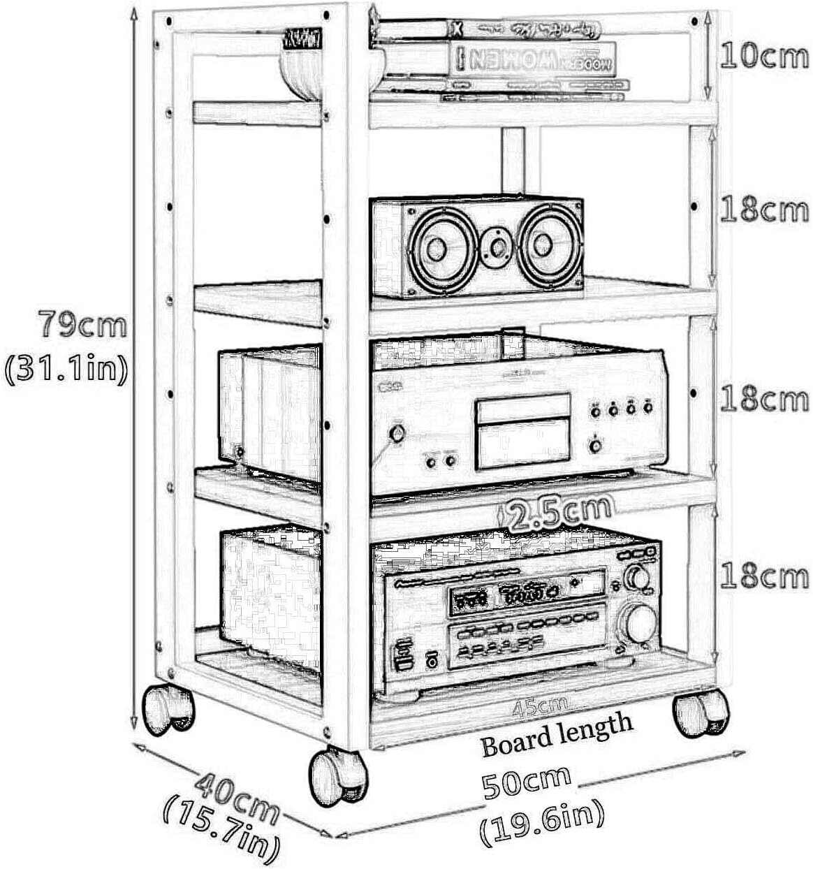 HOFSSI 4-Tier Audio Vedio-Media Stand Corner Shelf