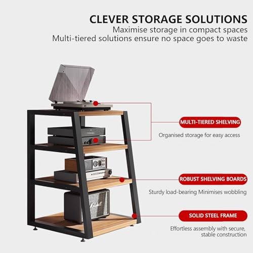 Natural 4-Tier AV Media Stand