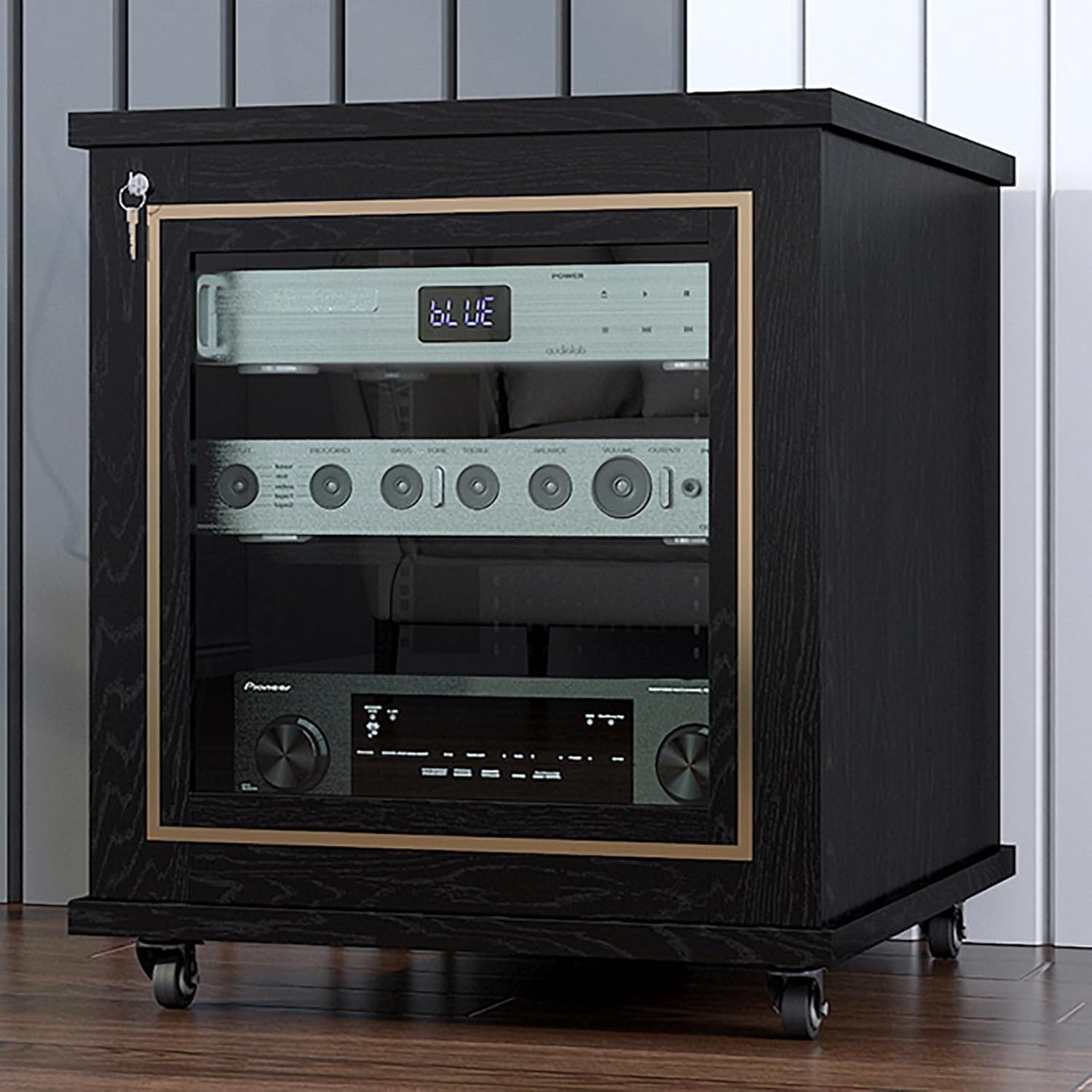 Audio/Video Component Cabinet with 4 U-bars