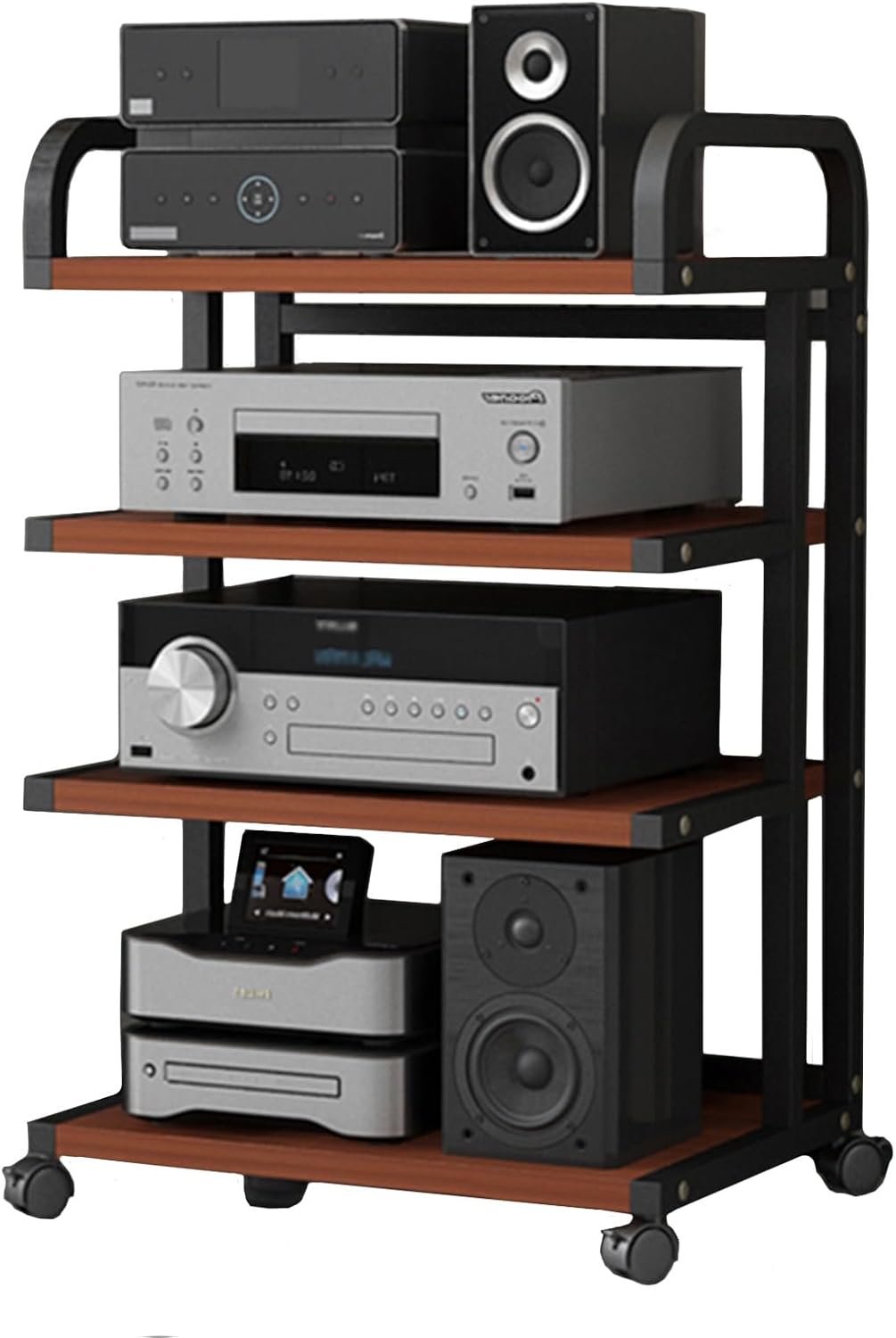 ZJKXJH Stereo Cabinets with Brown Turntable Shelf