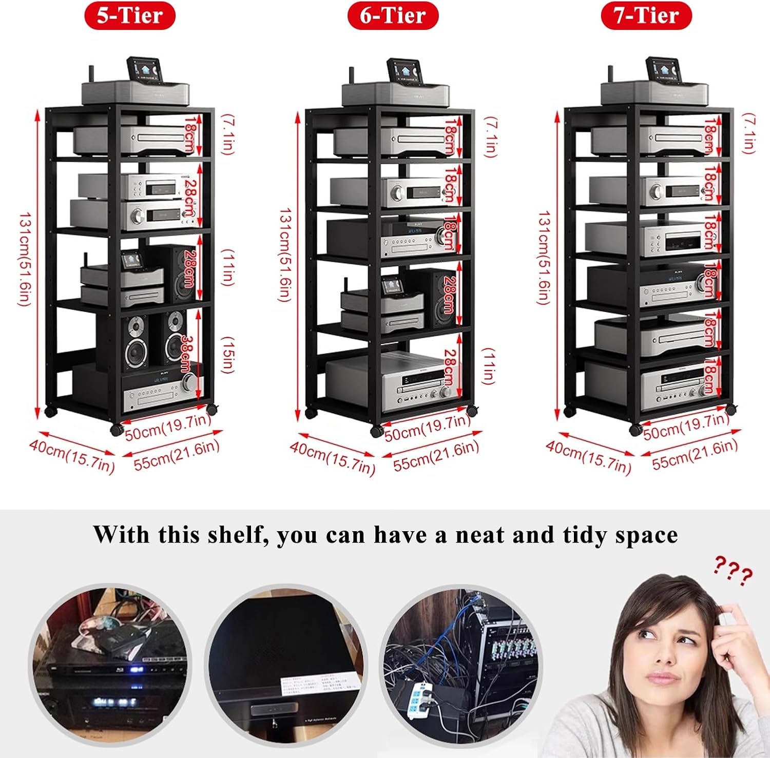 5/6/7-Tier Media Stand Component Stereo Racks