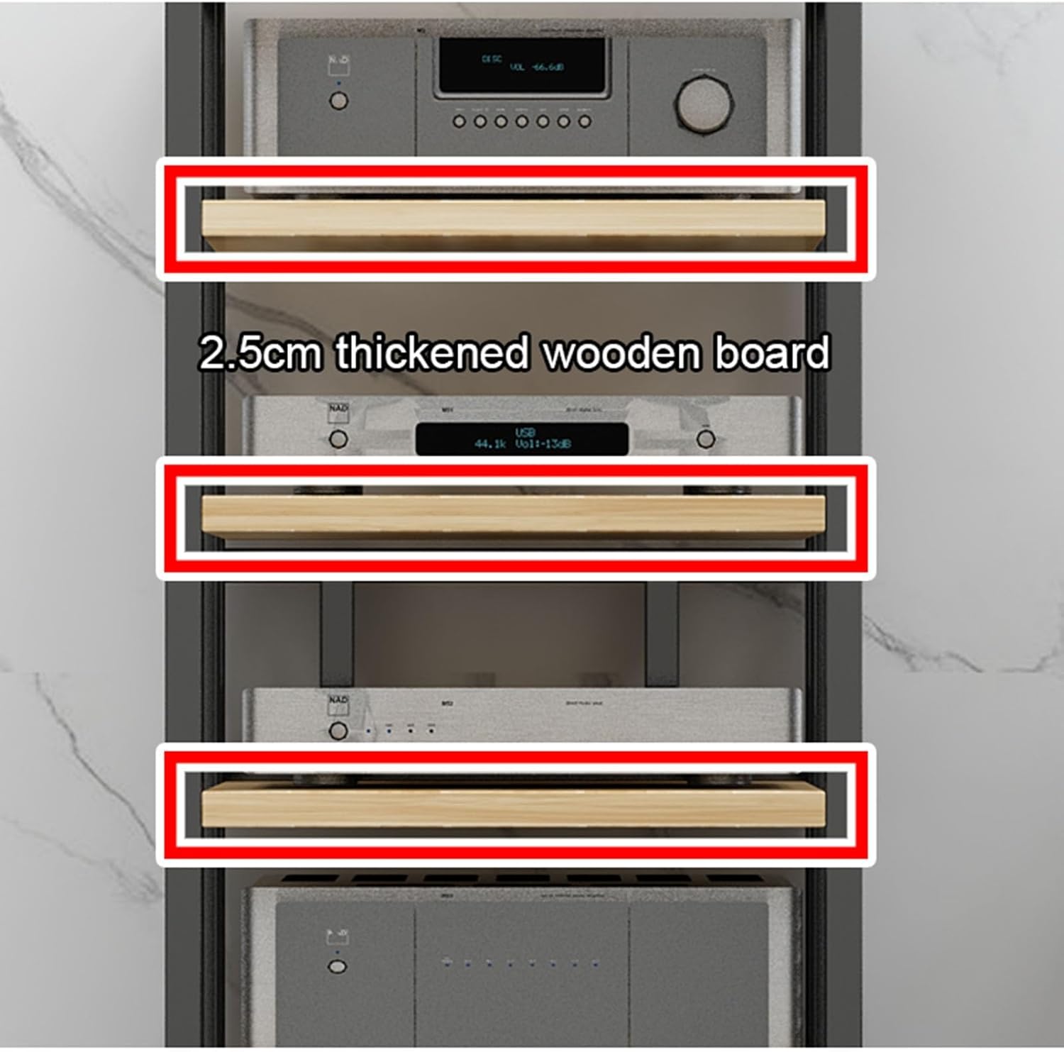 3/4/5/6 Tier Furniture Media Stand Audio Rack DVD CD Player Stand Power Amplifier Equipment Cabinet with Height Adjustable Wooden Shelf