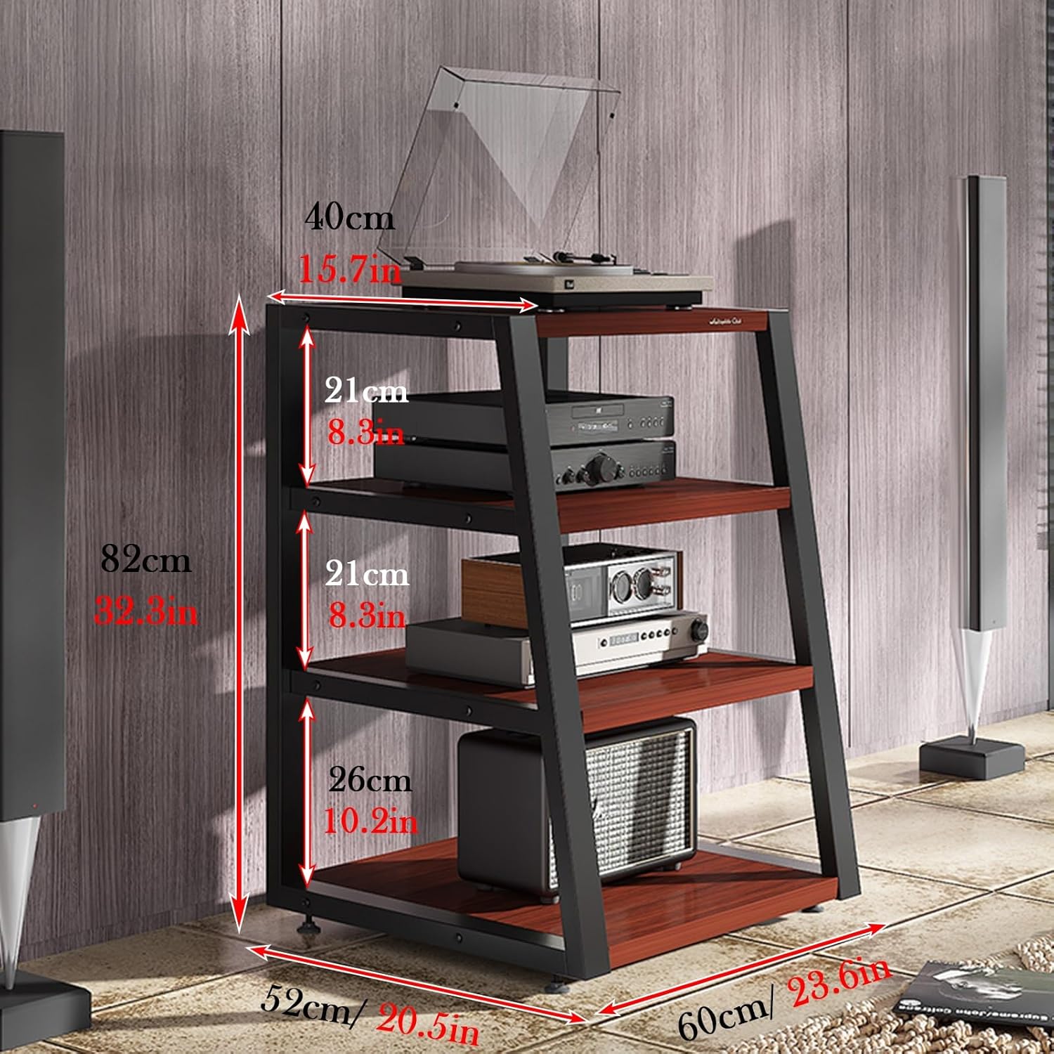 2/3/ 4 Tier Stereo Cabinet Furniture with Non-Slip Feet