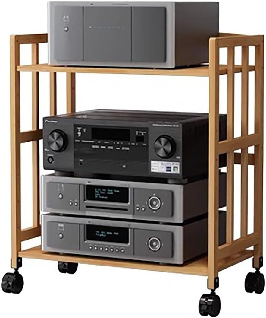Mobile Audio Rack Cabinet Stereo Component Stand On Wheels