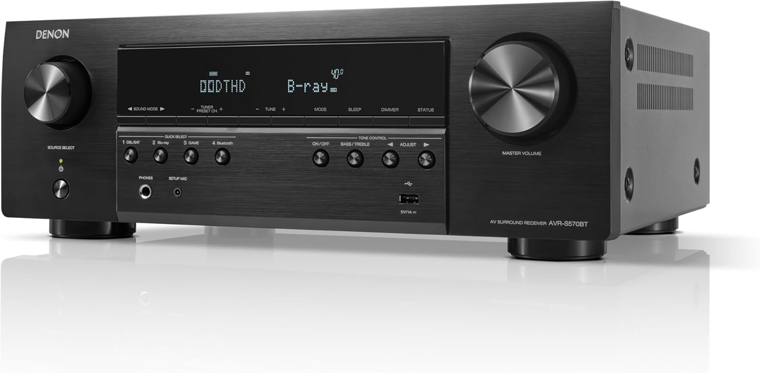 Denon AVR-S570BT AV Receiver 5.2 Channel 8K Ultra HD Audio & Video
