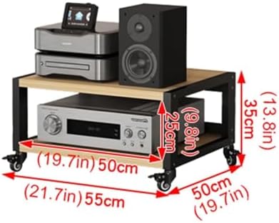 2-Tier AV Media Stand Corner Shelf for Record Player Wooden Stereo Cabinet Audio Rack Tower