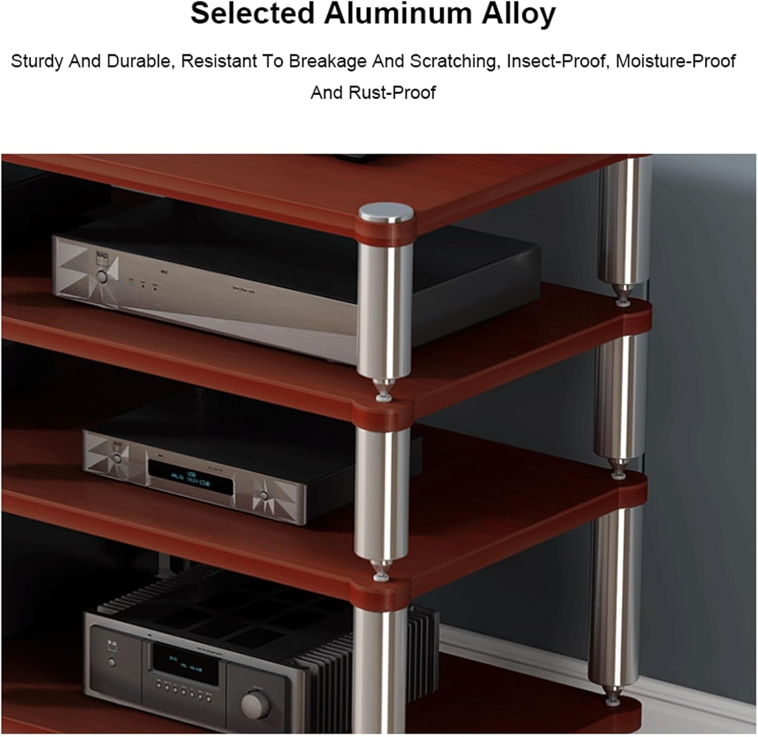 XMFBSY Medios HiFi Rack AV Media Stand Wooden Tiered Shelves Modern Stereo Component Cabinet Gaming Console Shelf for Projector DVD Player TV Box Organizer(Natural